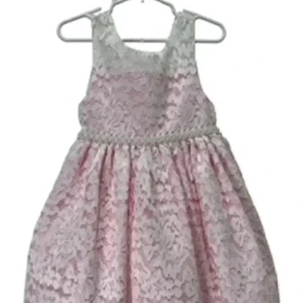 NEW American Princess Dress White Lace Over Pink Satin Girls Sz 4 NWT‎